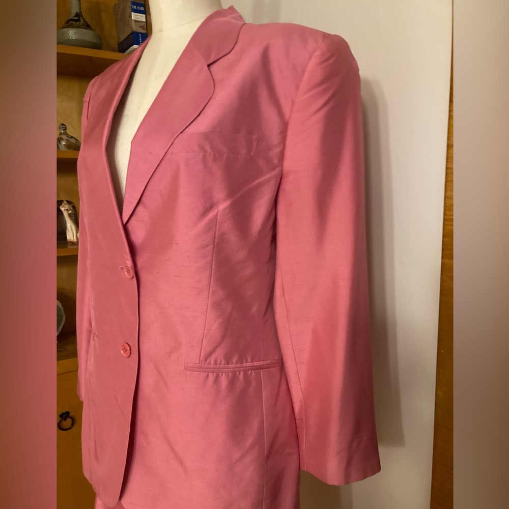More’lle Lustrous Pink Silk Pant Suit Spring Easter Coords Pastel Contemporary - Picture 5 of 14